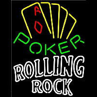 Rolling Rock Poker Yellow Beer Sign Neonreclame