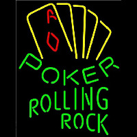 Rolling Rock Poker Yellow Beer Sign Neonreclame