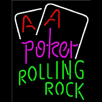 Rolling Rock Purple Lettering Red Aces White Cards Beer Sign Neonreclame