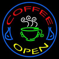 Round Coffee Open Neonreclame