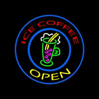 Round Ice Coffee Open Neonreclame