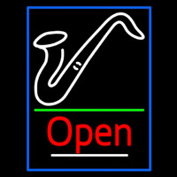 Sa ophone Open Blue Border Green Line 3 Neonreclame