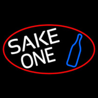 Sake One And Bottle Oval With Red Border Neonreclame