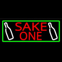 Sake One And Bottle With Green Border Neonreclame