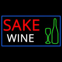 Sake Wine Bottle Glass With Blue Border Neonreclame