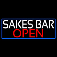 Sakes Bar Open With Blue Border Neonreclame