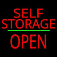 Self Storage Open Block Green Line Neonreclame