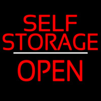 Self Storage Open White Line Neonreclame