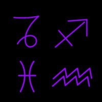Set of Zodiac Sagittarius Capricorn Aquarius Pisces Neonreclame