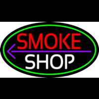Smoke Shop And Arrow Oval With Green Border Neonreclame