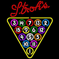 Strohs 15 Ball Billiards Pool Beer Sign Neonreclame