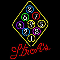 Strohs Ball Billiards Rack Pool Beer Sign Neonreclame