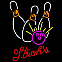 Strohs Bowling White Pink Beer Sign Neonreclame