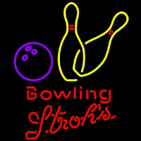 Strohs Bowling Yellow Beer Sign Neonreclame