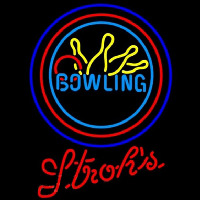Strohs Bowling Yellow Blue Beer Sign Neonreclame