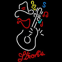 Strohs Cowboy Guitar Beer Sign Neonreclame