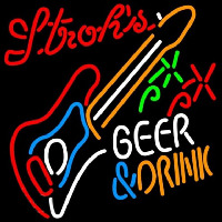 Strohs Drink Guitar Beer Sign Neonreclame