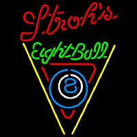 Strohs Eightball Billiards Pool Beer Sign Neonreclame