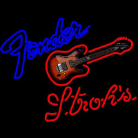 Strohs Fender Guitar Beer Sign Neonreclame