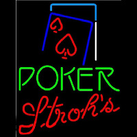 Strohs Green Poker Red Heart Beer Sign Neonreclame