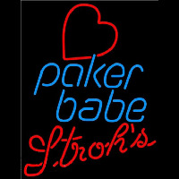Strohs Poker Girl Heart Babe Beer Sign Neonreclame
