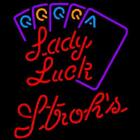Strohs Poker Lady Luck Series Beer Sign Neonreclame