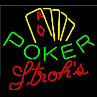 Strohs Poker Yellow Beer Sign Neonreclame