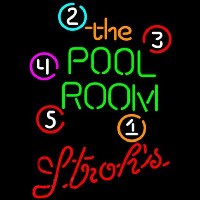 Strohs Pool Room Billiards Beer Sign Neonreclame