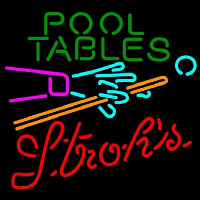 Strohs Pool Tables Billiards Beer Sign Neonreclame