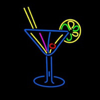 Stylized Cocktail Or Martini Glass With Lime Slice Neonreclame