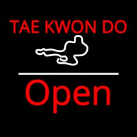 Tae Kwon Do Logo Script1 Open White Line Neonreclame