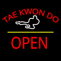 Tae Kwon Do Logo Script2 Open Yellow Line Neonreclame