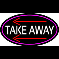 Take Out And Arrow Oval With Pink Border Neonreclame