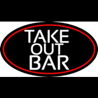 Take Out Bar Oval With Red Border Neonreclame