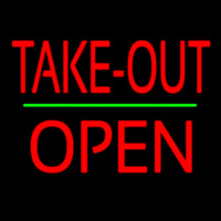 Take Out Block Open Green Line Neonreclame