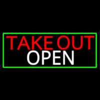 Take Out Open With Green Border Neonreclame