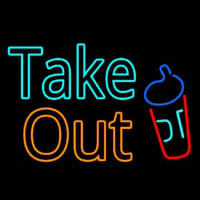 Take Out With Wine Glass Neonreclame