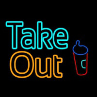 Take Out With Wine Glass Neonreclame