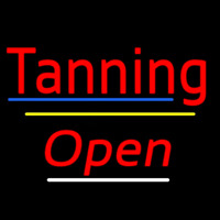 Tanning Open Yellow Line Neonreclame