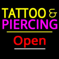Tattoo And Piercing Open Yellow Line Neonreclame