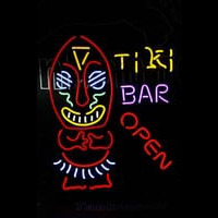 Ti Ki Bar Cocktails Open Aboriginal Man Neonreclame
