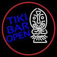 Tiki Bar Bamboo Hut Oval With Red Border Real Neon Glass Tube Neonreclame