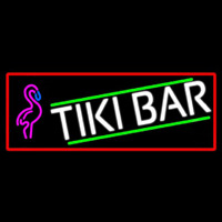 Tiki Bar Flamingo With Red Border Neonreclame