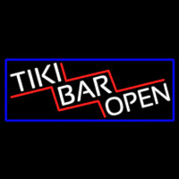 Tiki Bar Open With Blue Border Real Neon Glass Tube Neonreclame