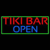 Tiki Bar Open With Green Border Neonreclame