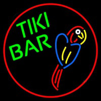Tiki Bar Parrot Oval With Red Border Neonreclame