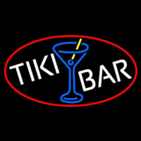Tiki Bar Wine Glass Oval With Red Border Neonreclame