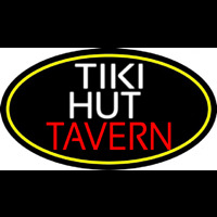 Tiki Hut Tavern Oval With Yellow Border Neonreclame