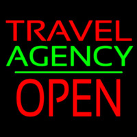 Travel Agency Open Block Green Line Neonreclame