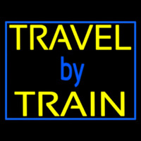 Travel By Train With Border Neonreclame